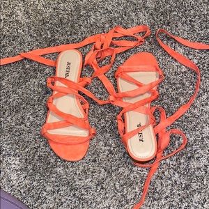 Just fab coral lace up shoes